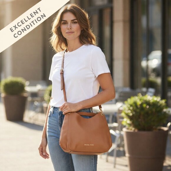 Michael Kors Handbags - Michael Kors Convertible Crossbody Handbag – Tan Pebbled Vegan Leather